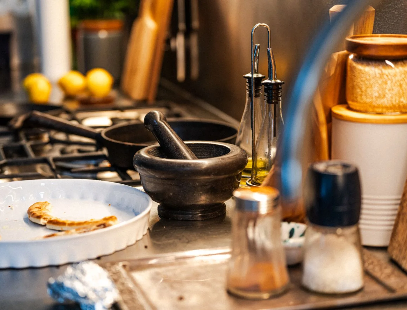 Cozy Kitchen Counter with Cooking Utensils