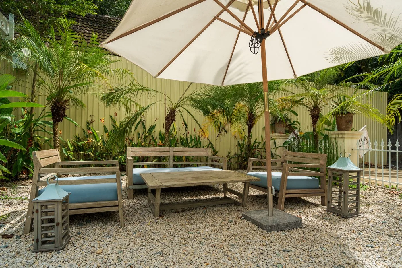 Outdoor Garden Patio with Wooden Furniture
